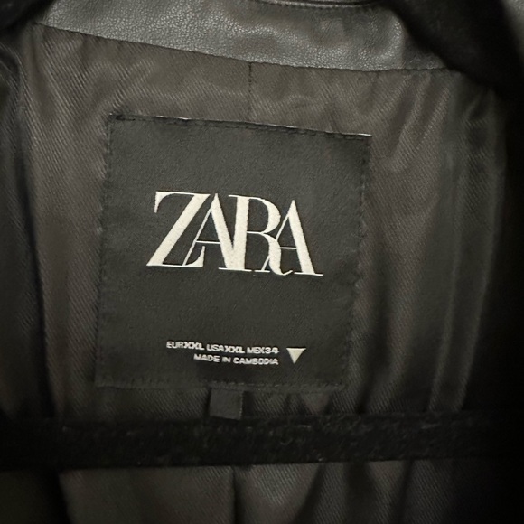 Zara Black Faux Leather Coat - Picture 3 of 5